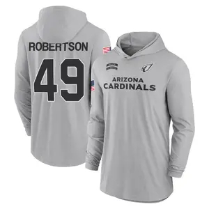 Youth Cameron Robertson Arizona Cardinals Gray 2024 Salute to Service Lightweight Performance Long Sleeve Hooded T-Shirt