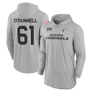 Youth Carter O'Donnell Arizona Cardinals Gray 2024 Salute to Service Lightweight Performance Long Sleeve Hooded T-Shirt