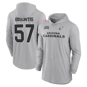 Youth Chase Bisontis Arizona Cardinals Gray 2024 Salute to Service Lightweight Performance Long Sleeve Hooded T-Shirt