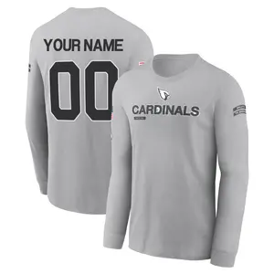 Youth Custom Arizona Cardinals Custom Gray 2024 Salute to Service Long Sleeve T-Shirt