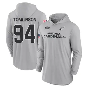 Youth Dalvin Tomlinson Arizona Cardinals Gray 2024 Salute to Service Lightweight Performance Long Sleeve Hooded T-Shirt
