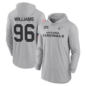 Youth Damonic Williams Arizona Cardinals Gray 2024 Salute to Service Lightweight Performance Long Sleeve Hooded T-Shirt