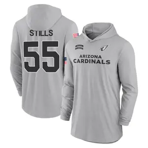 Youth Dante Stills Arizona Cardinals Gray 2024 Salute to Service Lightweight Performance Long Sleeve Hooded T-Shirt