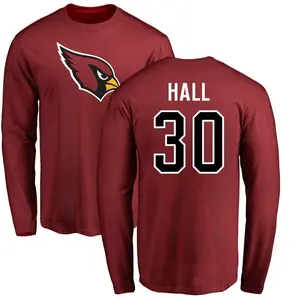 Youth Darren Hall Arizona Cardinals Name & Number Logo Long Sleeve T-Shirt - Maroon