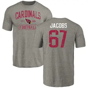 Youth Demontrey Jacobs Arizona Cardinals Gray Distressed Name & Number Tri-Blend T-Shirt