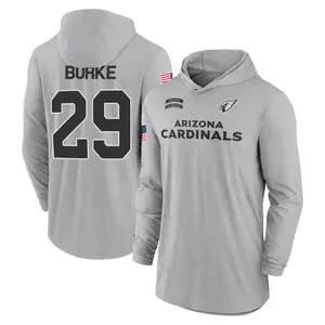 Youth Denzel Burke Arizona Cardinals Gray 2024 Salute to Service Lightweight Performance Long Sleeve Hooded T-Shirt