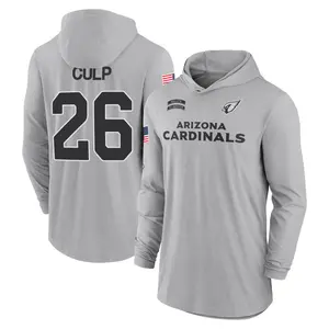 Youth Elijah Culp Arizona Cardinals Gray 2024 Salute to Service Lightweight Performance Long Sleeve Hooded T-Shirt