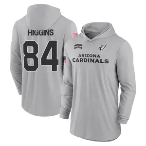 Youth Elijah Higgins Arizona Cardinals Gray 2024 Salute to Service Lightweight Performance Long Sleeve Hooded T-Shirt