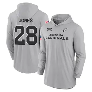 Youth Elijah Jones Arizona Cardinals Gray 2024 Salute to Service Lightweight Performance Long Sleeve Hooded T-Shirt