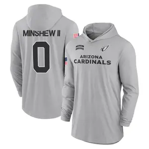 Youth Gardner Minshew Arizona Cardinals Gray 2024 Salute to Service Lightweight Performance Long Sleeve Hooded T-Shirt