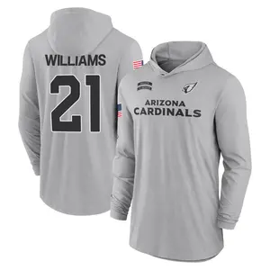 Youth Garrett Williams Arizona Cardinals Gray 2024 Salute to Service Lightweight Performance Long Sleeve Hooded T-Shirt