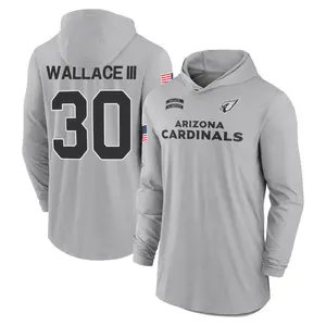 Youth Harrison Wallace III Arizona Cardinals Gray 2024 Salute to Service Lightweight Performance Long Sleeve Hooded T-Shirt