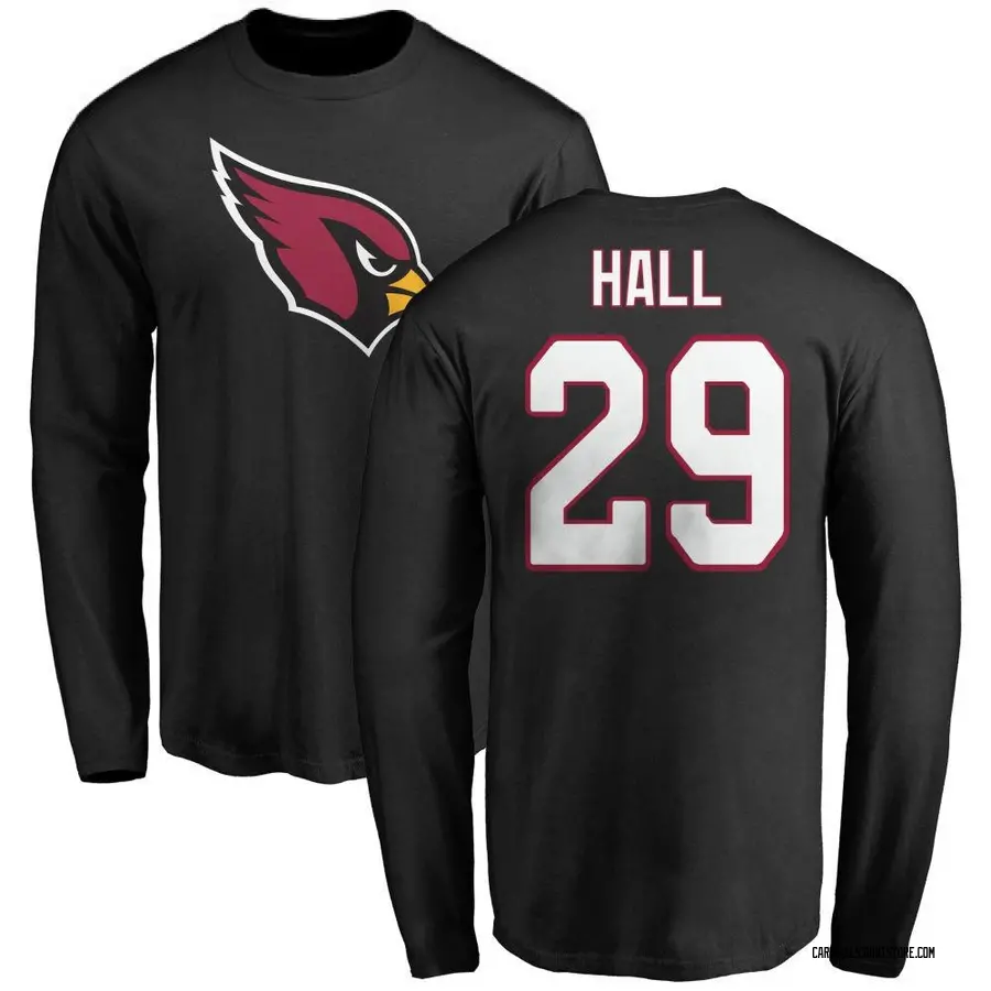 Youth Hassan Hall Arizona Cardinals Name & Number Logo Long Sleeve T-Shirt - Black