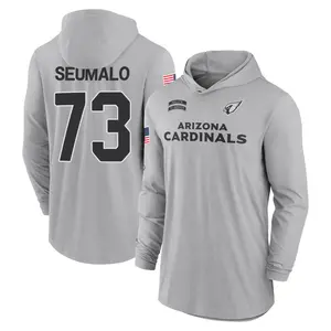 Youth Isaac Seumalo Arizona Cardinals Gray 2024 Salute to Service Lightweight Performance Long Sleeve Hooded T-Shirt