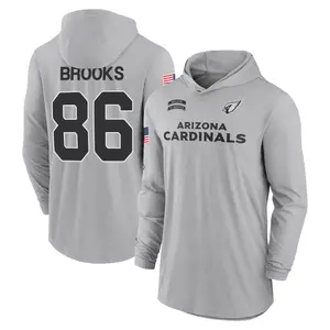 Youth Jalen Brooks Arizona Cardinals Gray 2024 Salute to Service Lightweight Performance Long Sleeve Hooded T-Shirt