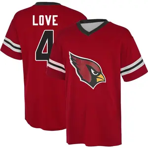 Youth Jeremiyah Love Arizona Cardinals Red Name & Number Game Day V-Neck T-Shirt