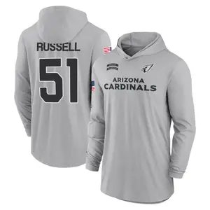 Youth J.J. Russell Arizona Cardinals Gray 2024 Salute to Service Lightweight Performance Long Sleeve Hooded T-Shirt