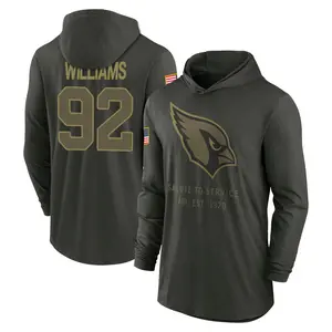 Youth Jonah Williams Arizona Cardinals Forest/Green 2025 Salute to Service Sideline Lightweight Hooded Pullover Long Sleeve T-Sh