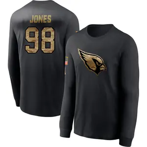 Youth Justin Jones Arizona Cardinals Black 2020 Salute To Service Sideline Performance Long Sleeve T-Shirt