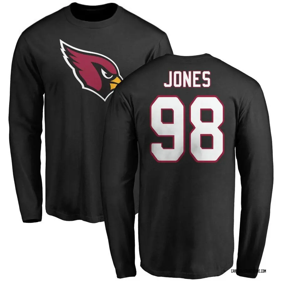 Youth Justin Jones Arizona Cardinals Name & Number Logo Long Sleeve T-Shirt - Black
