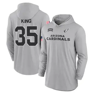 Youth Kalen King Arizona Cardinals Gray 2024 Salute to Service Lightweight Performance Long Sleeve Hooded T-Shirt