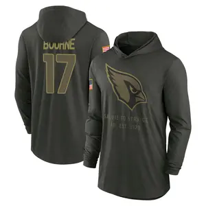 Youth Kendrick Bourne Arizona Cardinals Forest/Green 2025 Salute to Service Sideline Lightweight Hooded Pullover Long Sleeve T-S