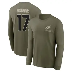 Youth Kendrick Bourne Arizona Cardinals Olive 2025 Salute to Service Sideline Long Sleeve T-Shirt