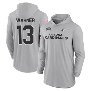 Youth Kurt Warner Arizona Cardinals Gray 2024 Salute to Service Lightweight Performance Long Sleeve Hooded T-Shirt