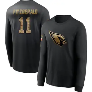Youth Larry Fitzgerald Arizona Cardinals Black 2020 Salute To Service Sideline Performance Long Sleeve T-Shirt