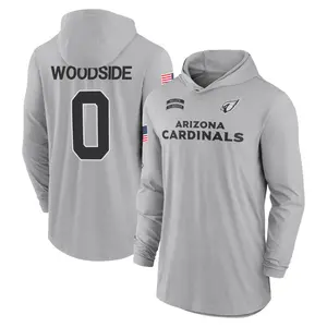 Youth Logan Woodside Arizona Cardinals Gray 2024 Salute to Service Lightweight Performance Long Sleeve Hooded T-Shirt