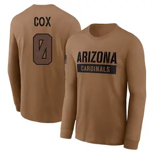 Youth Marques Cox Arizona Cardinals Brown 2023 Salute To Service Long Sleeve T-Shirt