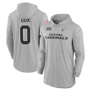 Youth Marques Cox Arizona Cardinals Gray 2024 Salute to Service Lightweight Performance Long Sleeve Hooded T-Shirt