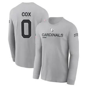 Youth Marques Cox Arizona Cardinals Gray 2024 Salute to Service Long Sleeve T-Shirt