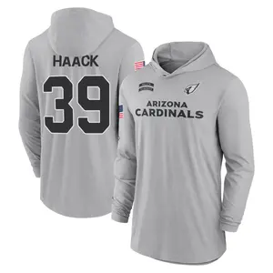 Youth Matt Haack Arizona Cardinals Gray 2024 Salute to Service Lightweight Performance Long Sleeve Hooded T-Shirt