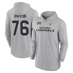 Youth Matt Pryor Arizona Cardinals Gray 2024 Salute to Service Lightweight Performance Long Sleeve Hooded T-Shirt