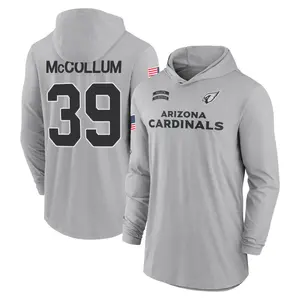 Youth Nate McCollum Arizona Cardinals Gray 2024 Salute to Service Lightweight Performance Long Sleeve Hooded T-Shirt
