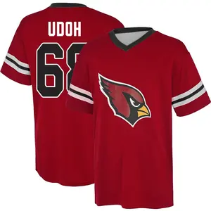 Youth Olisaemeka Udoh Arizona Cardinals Red Name & Number Game Day V-Neck T-Shirt