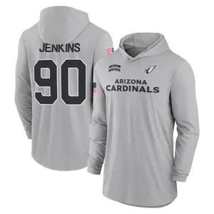 Youth Patrick Jenkins Arizona Cardinals Gray 2024 Salute to Service Lightweight Performance Long Sleeve Hooded T-Shirt