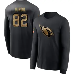 Youth Reggie Virgil Arizona Cardinals Black 2020 Salute To Service Sideline Performance Long Sleeve T-Shirt