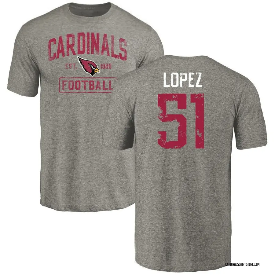 Youth Roy Lopez Arizona Cardinals Gray Distressed Name & Number Tri-Blend T-Shirt