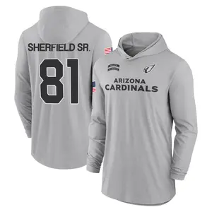 Youth Trent Sherfield Sr. Arizona Cardinals Gray 2024 Salute to Service Lightweight Performance Long Sleeve Hooded T-Shirt