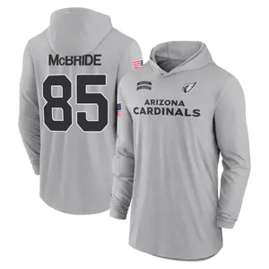 Youth Trey McBride Arizona Cardinals Gray 2024 Salute to Service Lightweight Performance Long Sleeve Hooded T-Shirt