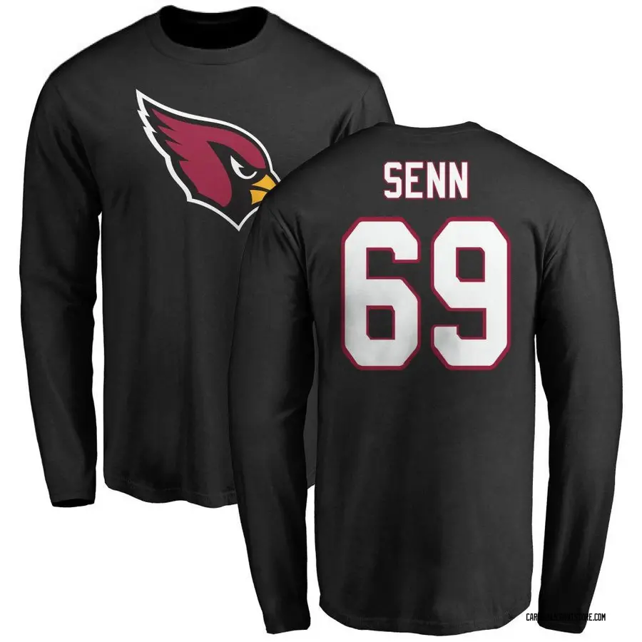 Youth Valentin Senn Arizona Cardinals Name & Number Logo Long Sleeve T-Shirt - Black