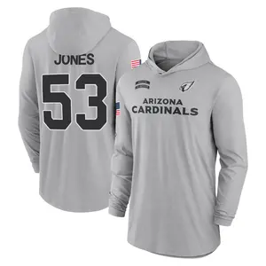 Youth Vi Jones Arizona Cardinals Gray 2024 Salute to Service Lightweight Performance Long Sleeve Hooded T-Shirt