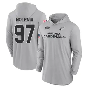 Youth Walter Nolen III Arizona Cardinals Gray 2024 Salute to Service Lightweight Performance Long Sleeve Hooded T-Shirt