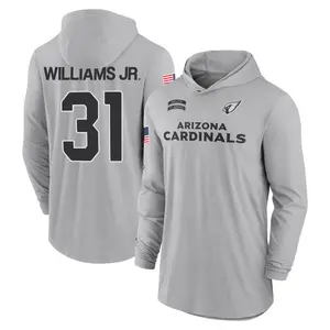 Youth Wydett Williams Jr. Arizona Cardinals Gray 2024 Salute to Service Lightweight Performance Long Sleeve Hooded T-Shirt